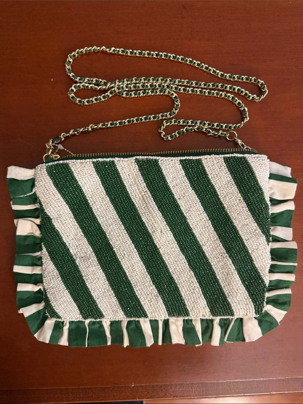 Anthropologie F Monogram Beaded Clutch Bag, NWOT Color- Beaded